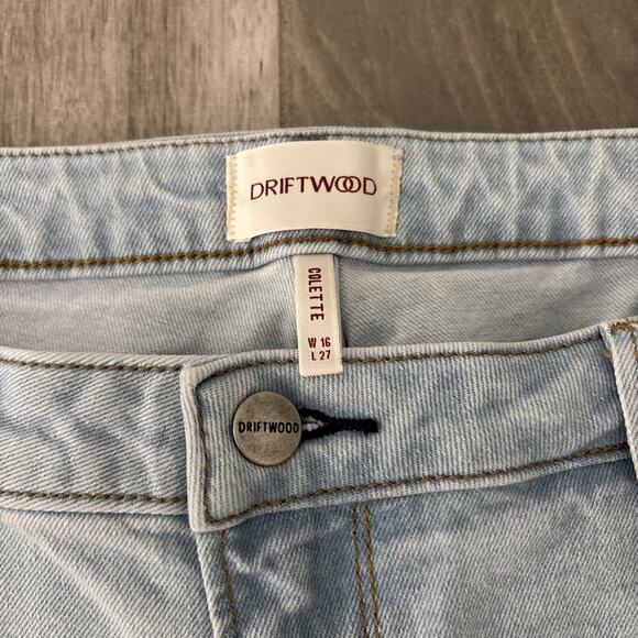 Driftwood Colette Stretch Denim Embroider Cuff Ankle Straight Leg Jean Size 16 - Picture 4 of 8